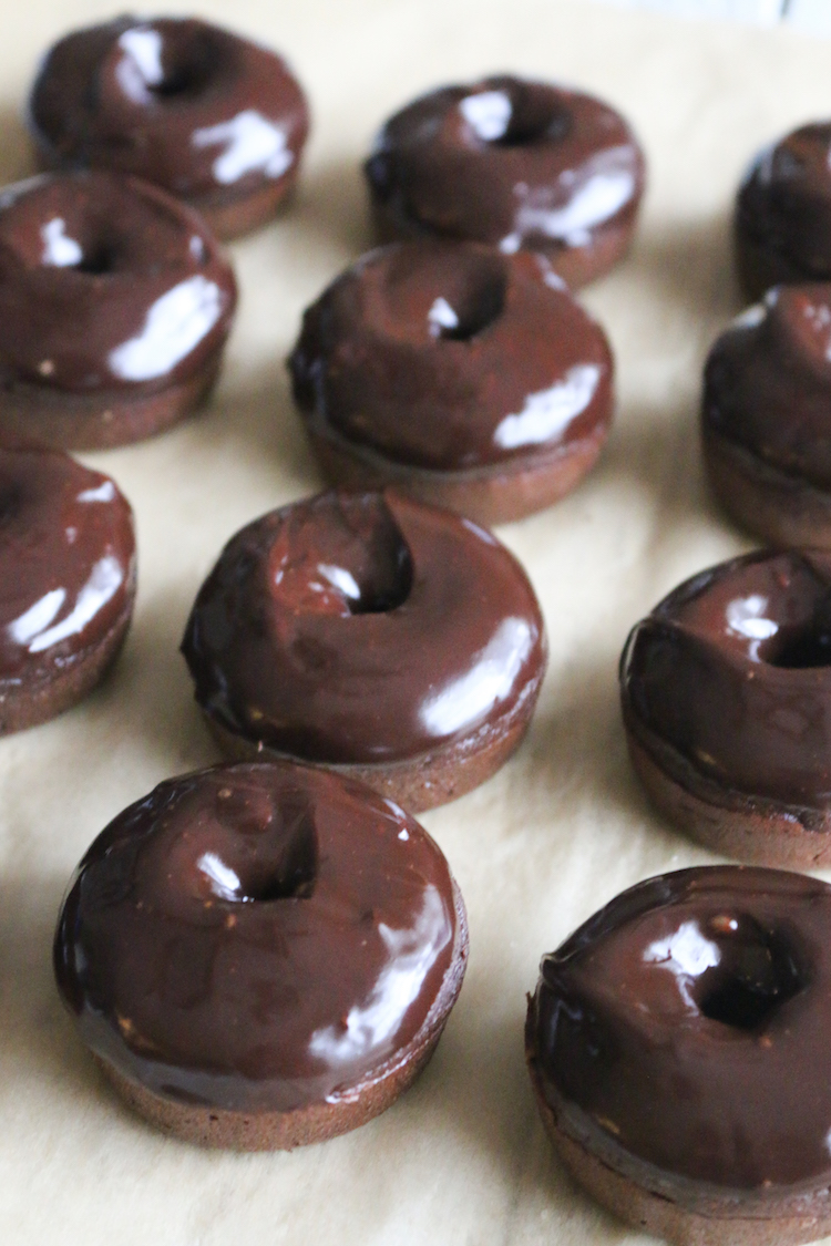 Gluten-Free Vegan Baked Chocolate Zucchini Glazed Donuts